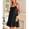 Ekouaer Nightgowns for Women Spaghetti Strap Night Gown Sleeveless Sleep Dress Chemise Sleepwear(Black)