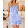 Ekouaer Nightgowns for Women Spaghetti Strap Night Gown Sleeveless Sleep Dress Chemise Sleepwear(Blue Birds)