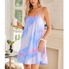 Ekouaer Nightgowns for Women Spaghetti Strap Night Gown Sleeveless Sleep Dress Chemise Sleepwear(Blue Pink Tie Dye)