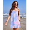 Ekouaer Nightgowns for Women Spaghetti Strap Night Gown Sleeveless Sleep Dress Chemise Sleepwear(Blue Pink Tie Dye)