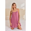 Ekouaer Nightgowns for Women Spaghetti Strap Night Gown Sleeveless Sleep Dress Chemise Sleepwear(Cherry Red)