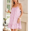 Ekouaer Nightgowns for Women Spaghetti Strap Night Gown Sleeveless Sleep Dress Chemise Sleepwear(Floral Pink)