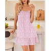 Ekouaer Nightgowns for Women Spaghetti Strap Night Gown Sleeveless Sleep Dress Chemise Sleepwear(Floral Pink)