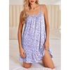 Ekouaer Nightgowns for Women Spaghetti Strap Night Gown Sleeveless Sleep Dress Chemise Sleepwear(Floral Purple)