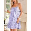 Ekouaer Nightgowns for Women Spaghetti Strap Night Gown Sleeveless Sleep Dress Chemise Sleepwear(Floral Purple)