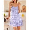 Ekouaer Nightgowns for Women Spaghetti Strap Night Gown Sleeveless Sleep Dress Chemise Sleepwear(Floral Purple)