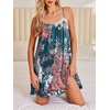 Ekouaer Nightgowns for Women Spaghetti Strap Night Gown Sleeveless Sleep Dress Chemise Sleepwear(Green Ethnic)