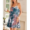 Ekouaer Nightgowns for Women Spaghetti Strap Night Gown Sleeveless Sleep Dress Chemise Sleepwear(Green Ethnic)
