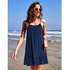 Ekouaer Nightgowns for Women Spaghetti Strap Night Gown Sleeveless Sleep Dress Chemise Sleepwear(Navy Blue)
