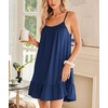 Ekouaer Nightgowns for Women Spaghetti Strap Night Gown Sleeveless Sleep Dress Chemise Sleepwear(Navy Blue)