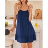 Ekouaer Nightgowns for Women Spaghetti Strap Night Gown Sleeveless Sleep Dress Chemise Sleepwear(Navy Blue)