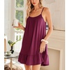 Ekouaer Nightgowns for Women Spaghetti Strap Night Gown Sleeveless Sleep Dress Chemise Sleepwear(Wine Red)