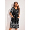 Ekouaer Womens House Dress Floral Print Nightgown with Pockets Mumu Dress(Black)