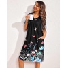 Ekouaer Womens House Dress Floral Print Nightgown with Pockets Mumu Dress(Black Butterfly)