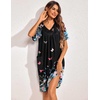 Ekouaer Womens House Dress Floral Print Nightgown with Pockets Mumu Dress(Black Butterfly)