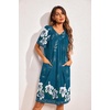 Ekouaer Womens House Dress Floral Print Nightgown with Pockets Mumu Dress(Blue Green)