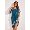 Ekouaer Womens House Dress Floral Print Nightgown with Pockets Mumu Dress(Blue Green)