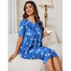 Ekouaer Womens House Dress Floral Print Nightgown with Pockets Mumu Dress(Blue Leaf)