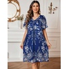 Ekouaer Womens House Dress Floral Print Nightgown with Pockets Mumu Dress(Blue and White Flower)