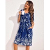Ekouaer Womens House Dress Floral Print Nightgown with Pockets Mumu Dress(Blue and White Flower)