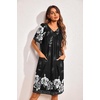 Ekouaer Womens House Dress Floral Print Nightgown with Pockets Mumu Dress(Floral Black)
