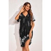 Ekouaer Womens House Dress Floral Print Nightgown with Pockets Mumu Dress(Floral Black)