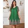 Ekouaer Womens House Dress Floral Print Nightgown with Pockets Mumu Dress(Green Boho)
