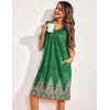 Ekouaer Womens House Dress Floral Print Nightgown with Pockets Mumu Dress(Green Boho)