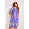 Ekouaer Womens House Dress Floral Print Nightgown with Pockets Mumu Dress(Lilac)