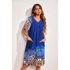 Ekouaer Womens House Dress Floral Print Nightgown with Pockets Mumu Dress(Navy)
