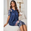 Ekouaer Womens House Dress Floral Print Nightgown with Pockets Mumu Dress(Navy Blue)
