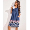 Ekouaer Womens House Dress Floral Print Nightgown with Pockets Mumu Dress(Navy Blue)