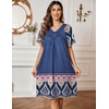 Ekouaer Womens House Dress Floral Print Nightgown with Pockets Mumu Dress(Navy Blue)