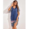 Ekouaer Womens House Dress Floral Print Nightgown with Pockets Mumu Dress(Navy Blue)