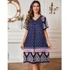 Ekouaer Womens House Dress Floral Print Nightgown with Pockets Mumu Dress(Navy Boho)