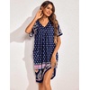Ekouaer Womens House Dress Floral Print Nightgown with Pockets Mumu Dress(Navy Boho)