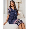 Ekouaer Womens House Dress Floral Print Nightgown with Pockets Mumu Dress(Navy Boho)