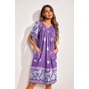 Ekouaer Womens House Dress Floral Print Nightgown with Pockets Mumu Dress(Purple)