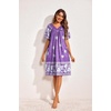 Ekouaer Womens House Dress Floral Print Nightgown with Pockets Mumu Dress(Purple)
