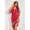 Ekouaer Womens House Dress Floral Print Nightgown with Pockets Mumu Dress(Red)