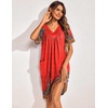Ekouaer Womens House Dress Floral Print Nightgown with Pockets Mumu Dress(Red Boho)