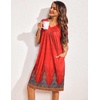 Ekouaer Womens House Dress Floral Print Nightgown with Pockets Mumu Dress(Red Boho)