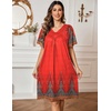 Ekouaer Womens House Dress Floral Print Nightgown with Pockets Mumu Dress(Red Boho)