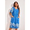Ekouaer Womens House Dress Floral Print Nightgown with Pockets Mumu Dress(Sky Blue)
