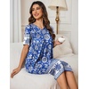 Ekouaer Womens House Dress Floral Print Nightgown with Pockets Mumu Dress(White Flower)