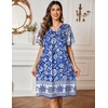 Ekouaer Womens House Dress Floral Print Nightgown with Pockets Mumu Dress(White Flower)