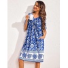 Ekouaer Womens House Dress Floral Print Nightgown with Pockets Mumu Dress(White Flower)