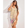 Ekouaer Womens House Dress Floral Print Nightgown with Pockets Mumu Dress(Yellow)