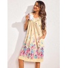 Ekouaer Womens House Dress Floral Print Nightgown with Pockets Mumu Dress(Yellow)