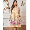 Ekouaer Womens House Dress Floral Print Nightgown with Pockets Mumu Dress(Yellow)